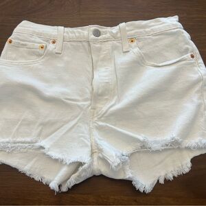 Levi's White Frayed Jean Shorts